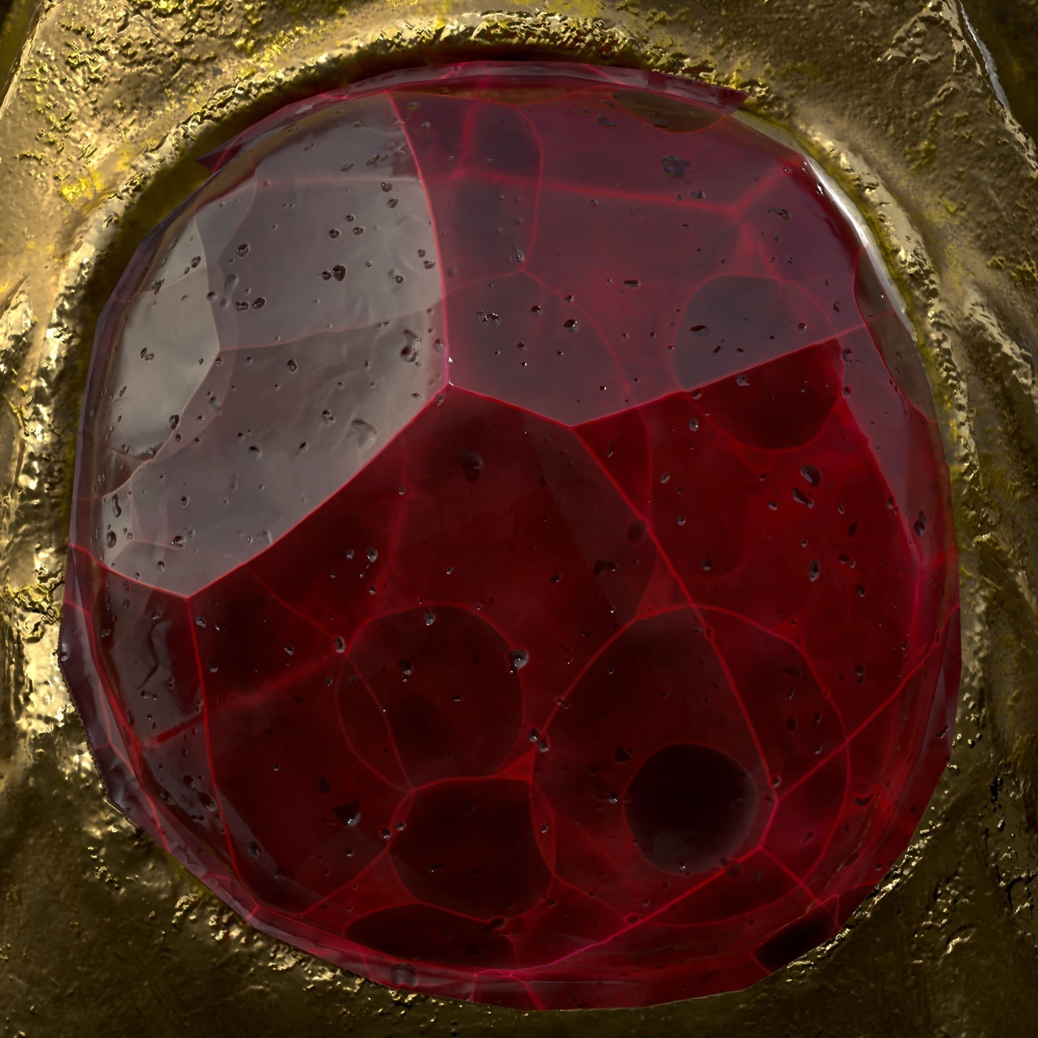 Gold Ruby Sapphire Pearl Cross Pendant Low-poly 3D model_13