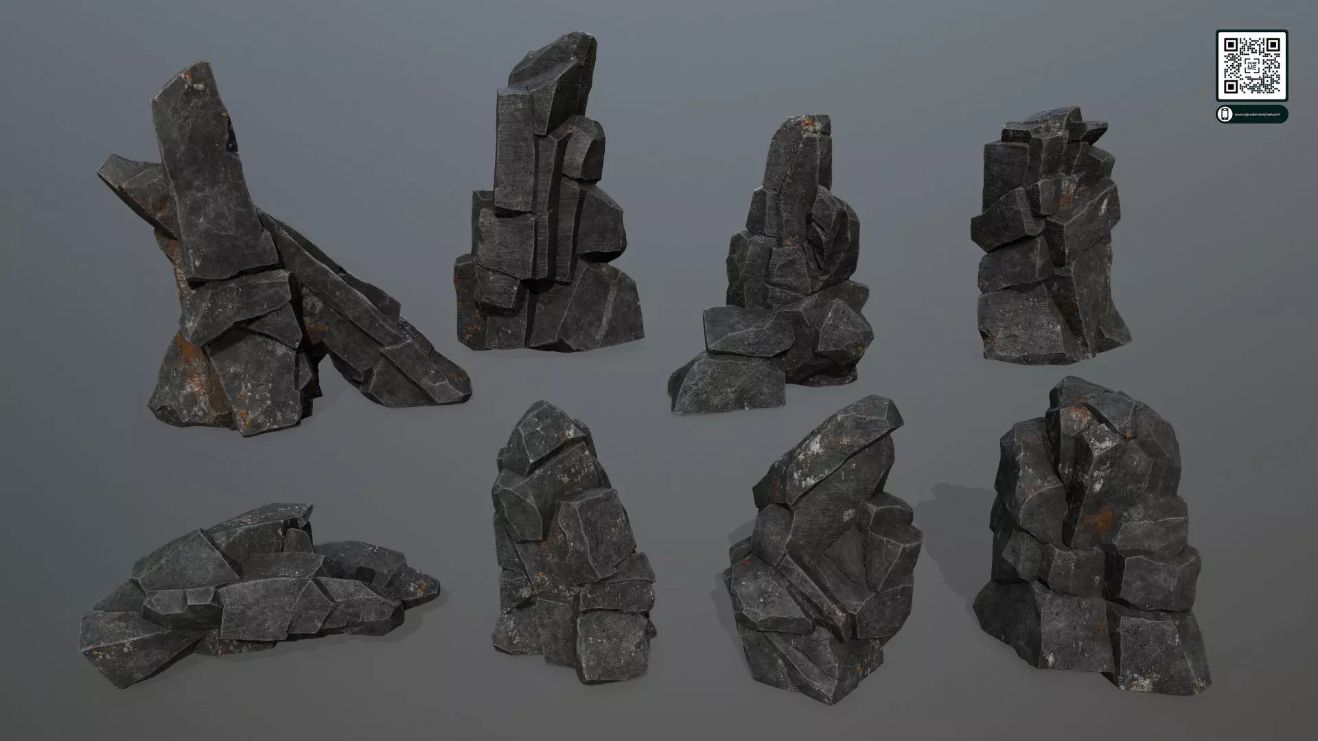 cliff rocks  Low-poly 3D model_0