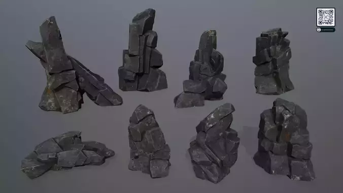 cliff rocks  Low-poly 3D model