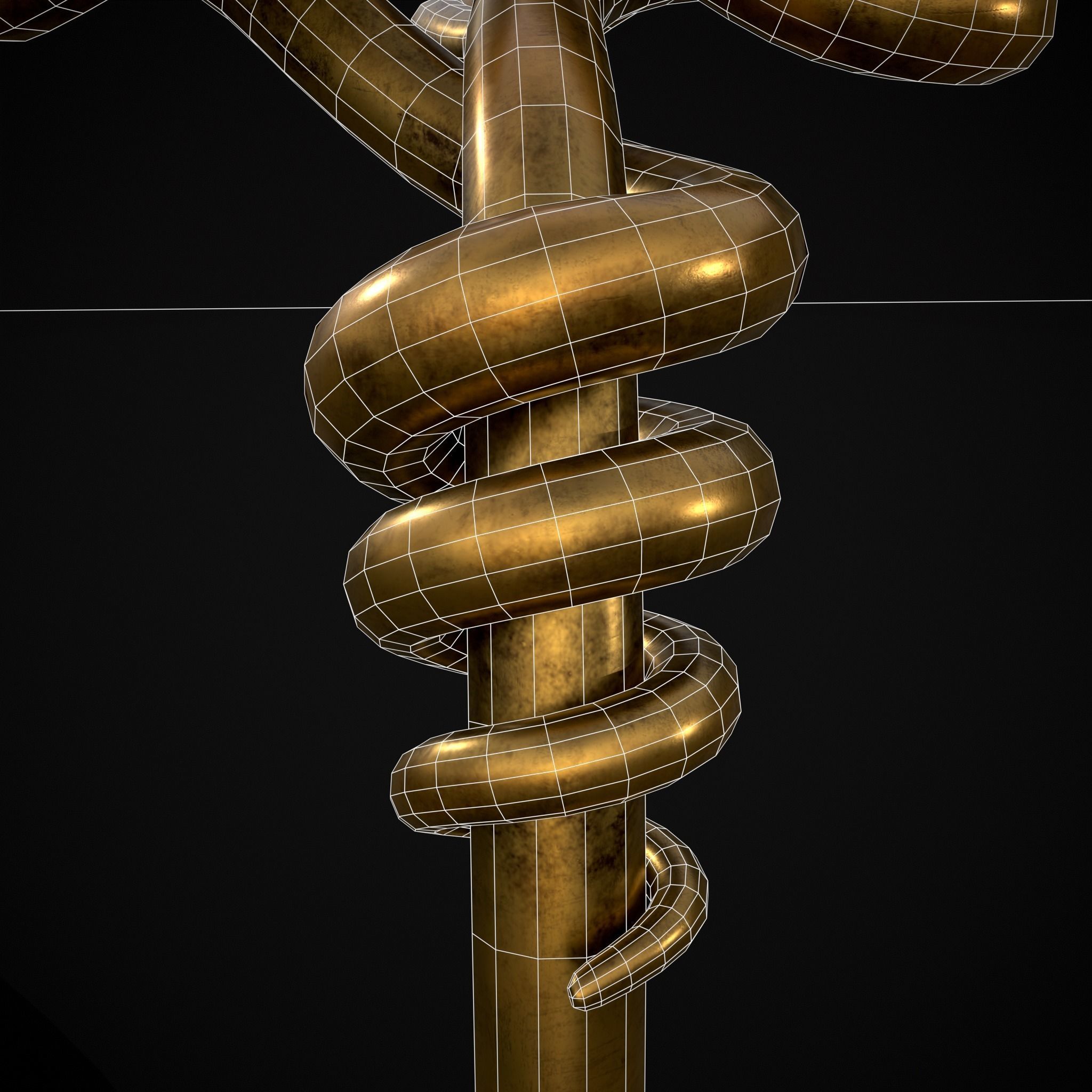 Twisted Wire Looping Gold Ring Low-poly 3D model_12