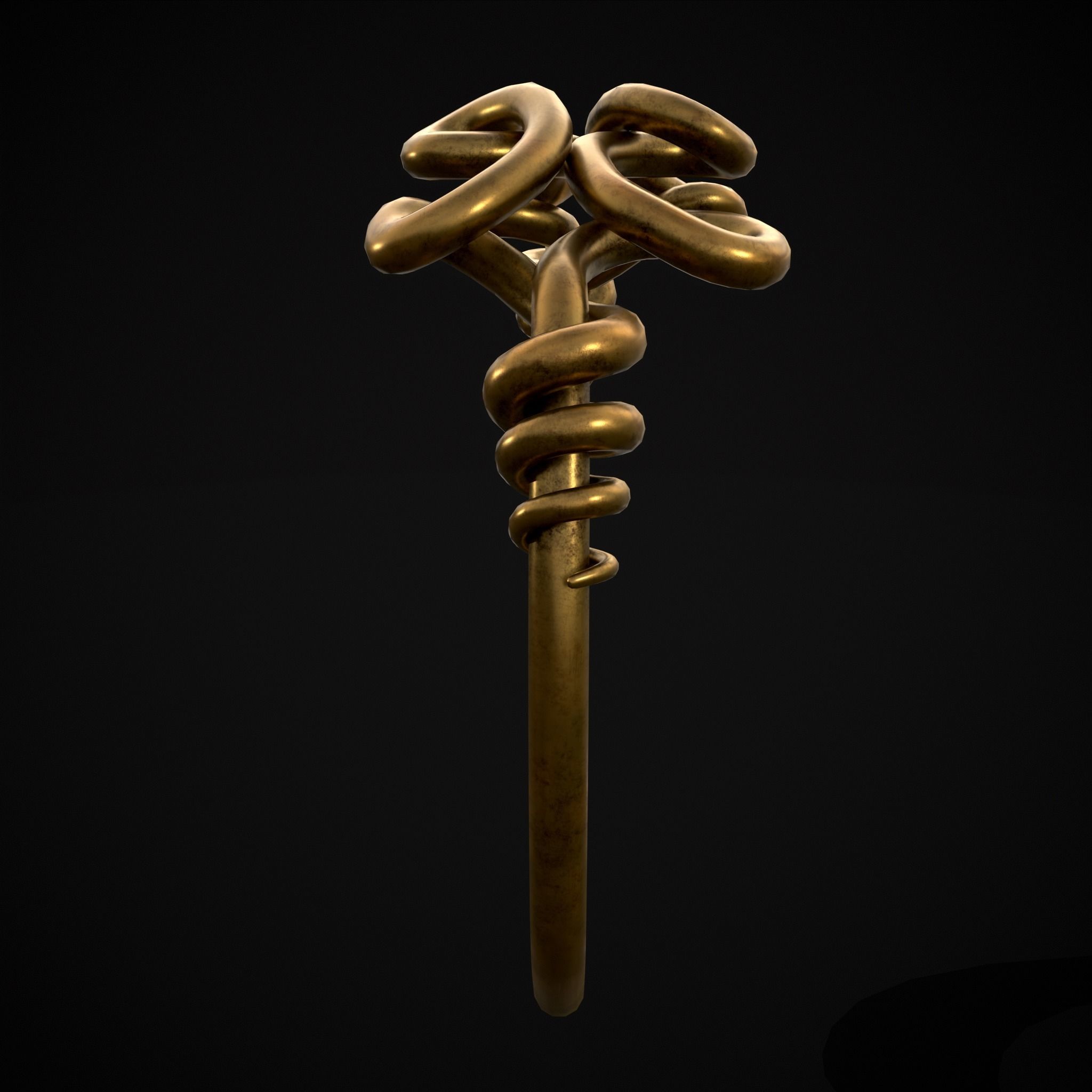 Twisted Wire Looping Gold Ring Low-poly 3D model_5