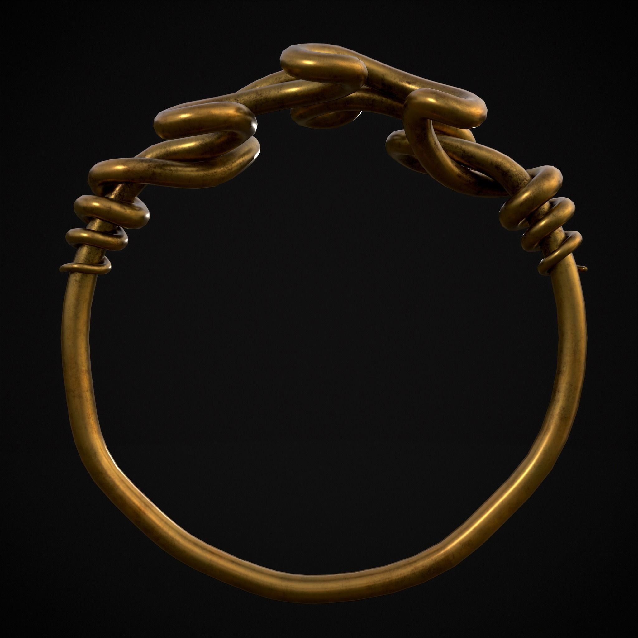 Twisted Wire Looping Gold Ring Low-poly 3D model_9
