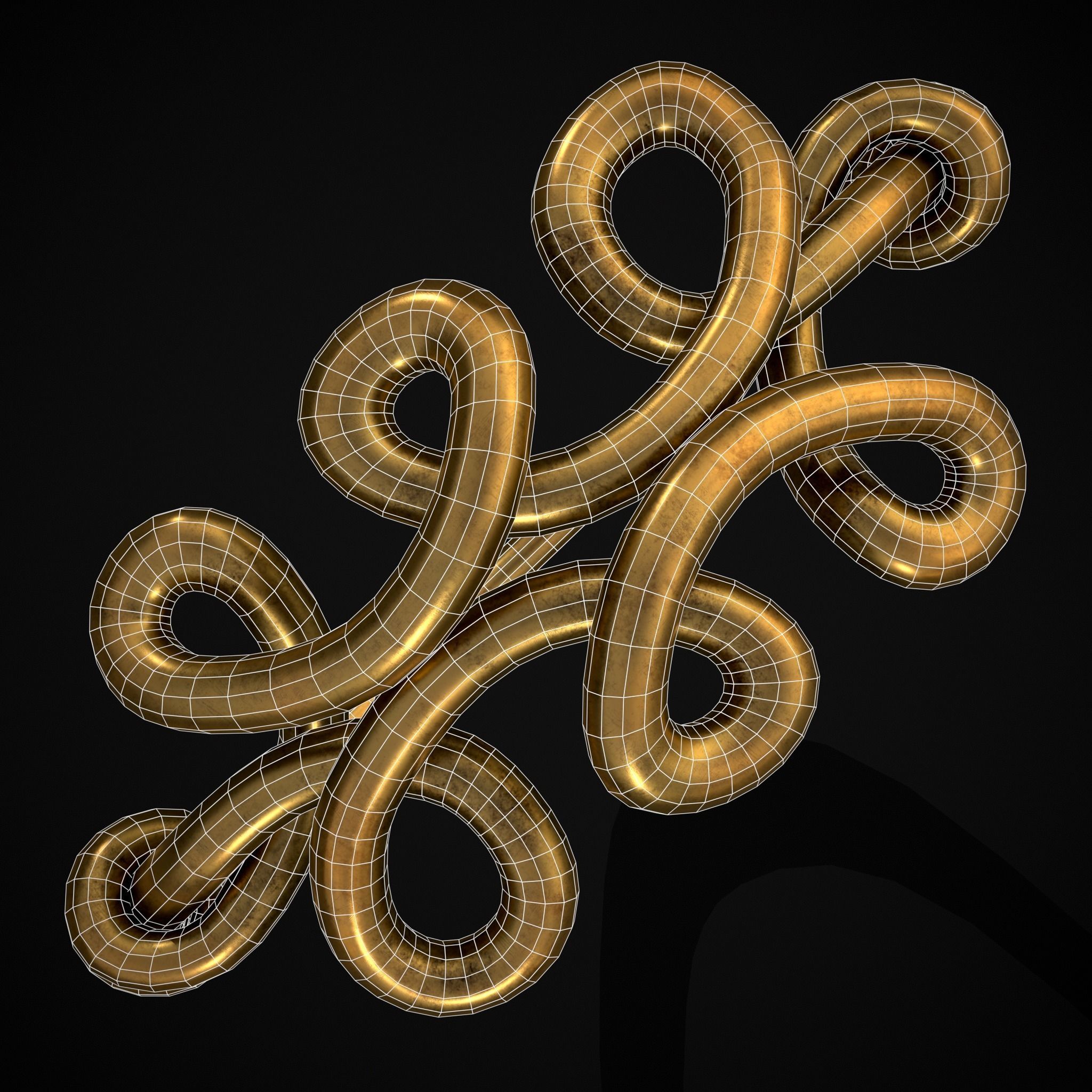 Twisted Wire Looping Gold Ring Low-poly 3D model_8