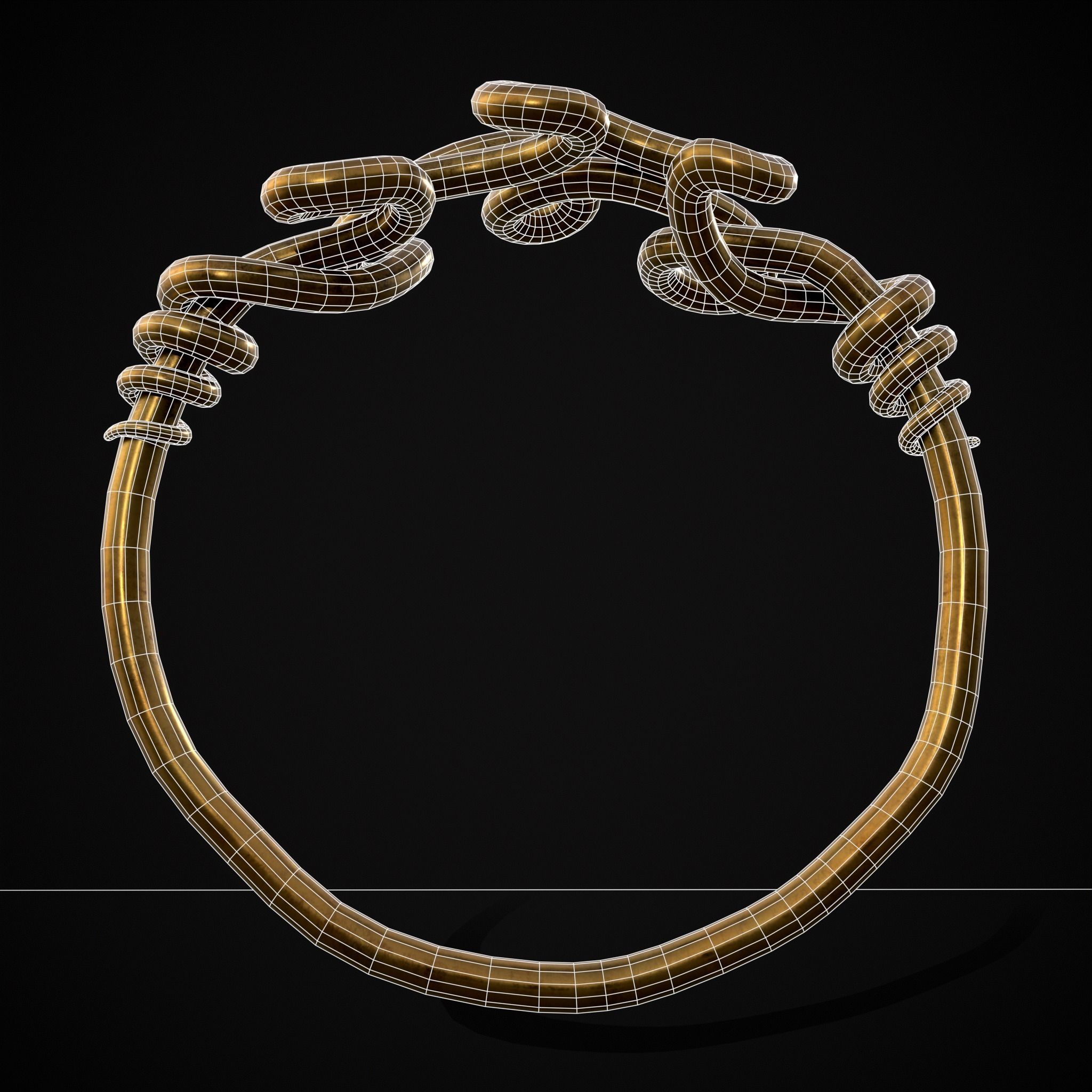 Twisted Wire Looping Gold Ring Low-poly 3D model_22
