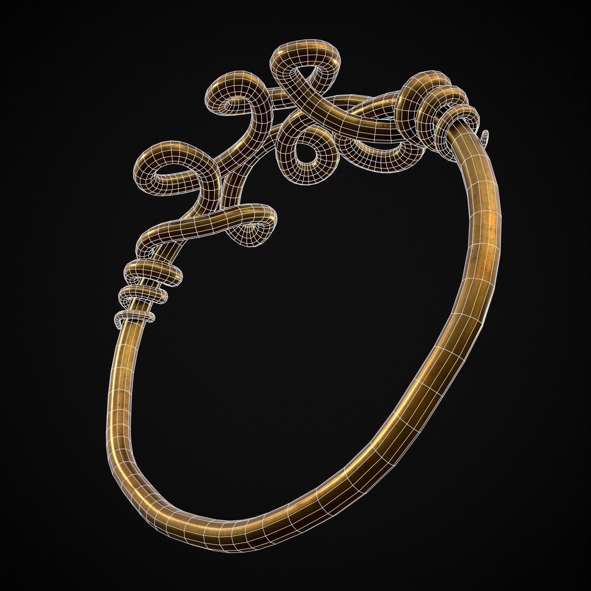 Twisted Wire Looping Gold Ring Low-poly 3D model_4