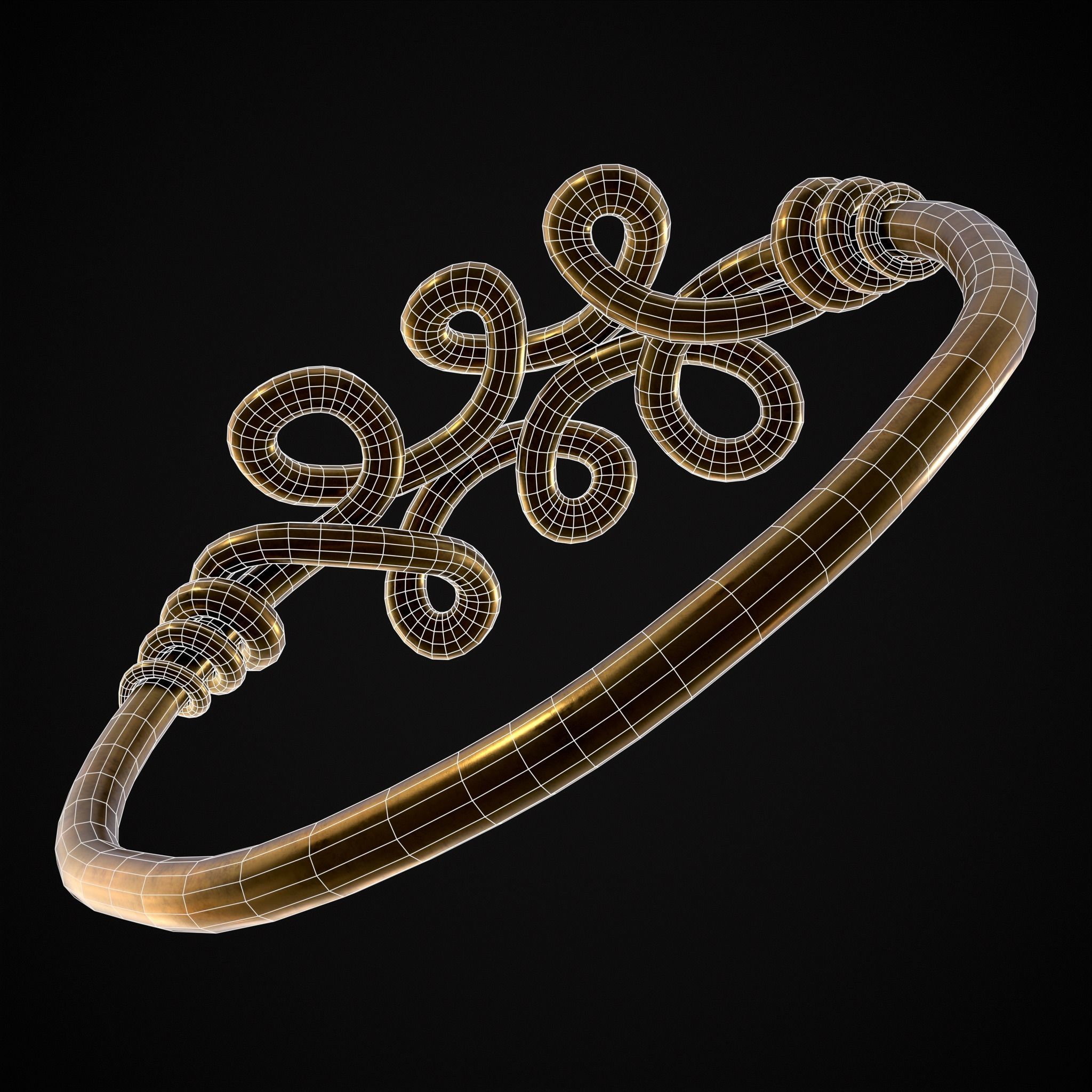 Twisted Wire Looping Gold Ring Low-poly 3D model_18