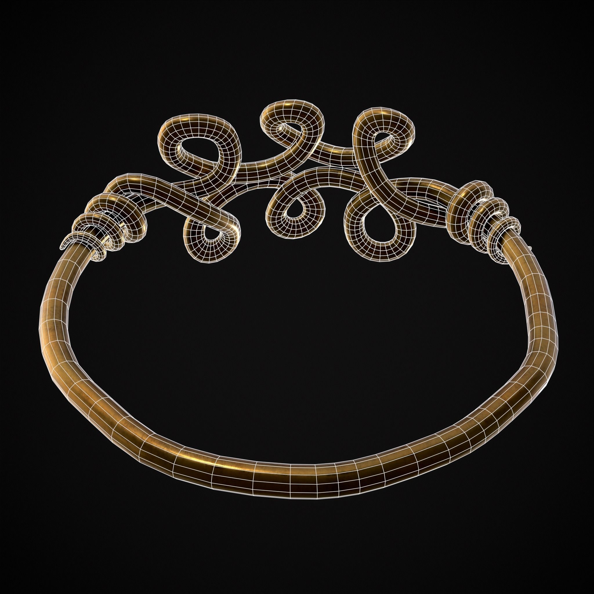Twisted Wire Looping Gold Ring Low-poly 3D model_26