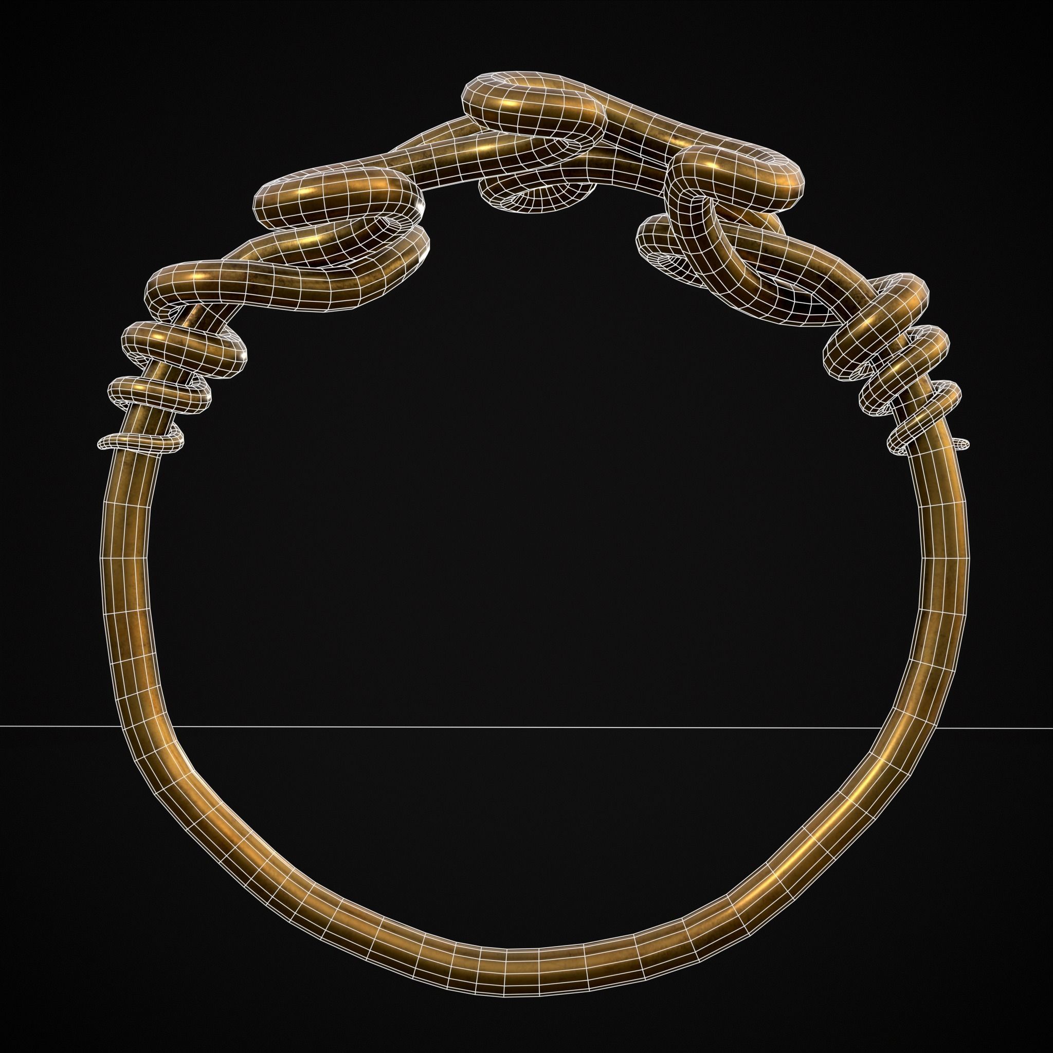 Twisted Wire Looping Gold Ring Low-poly 3D model_10