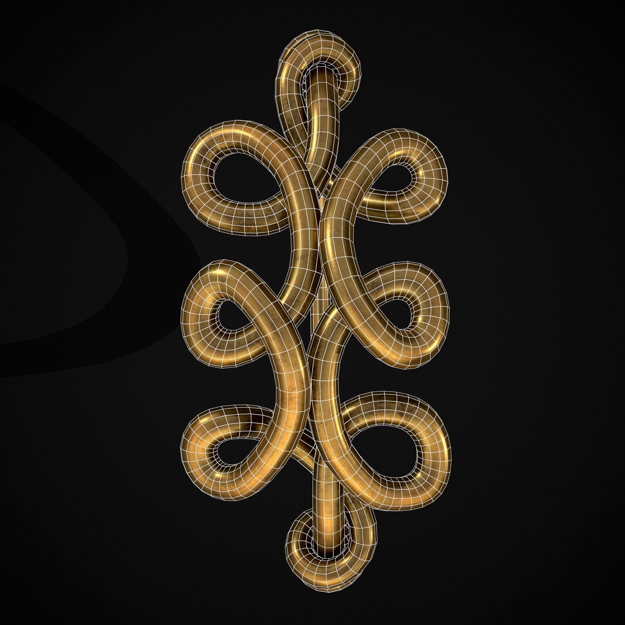 Twisted Wire Looping Gold Ring Low-poly 3D model_24