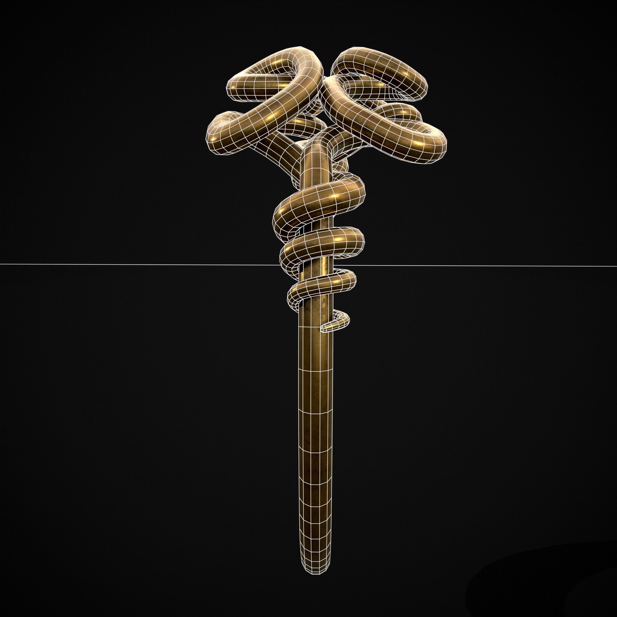 Twisted Wire Looping Gold Ring Low-poly 3D model_6