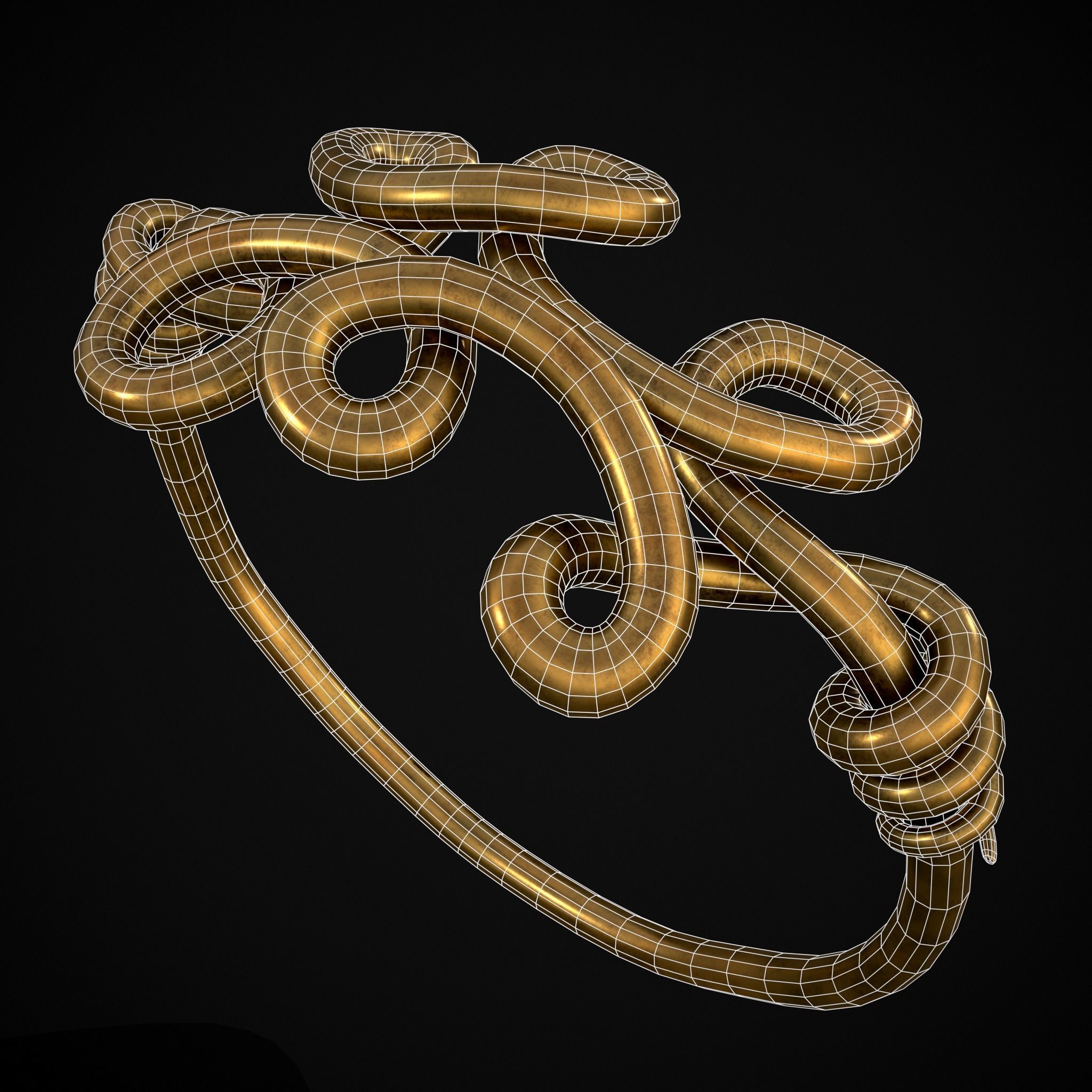 Twisted Wire Looping Gold Ring Low-poly 3D model_14