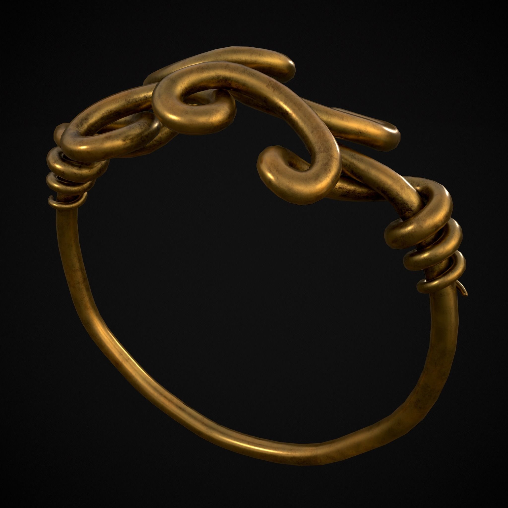 Twisted Wire Looping Gold Ring Low-poly 3D model_27