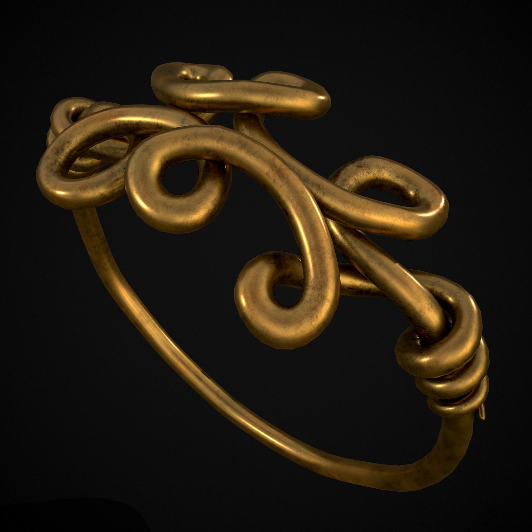 Twisted Wire Looping Gold Ring Low-poly 3D model_13