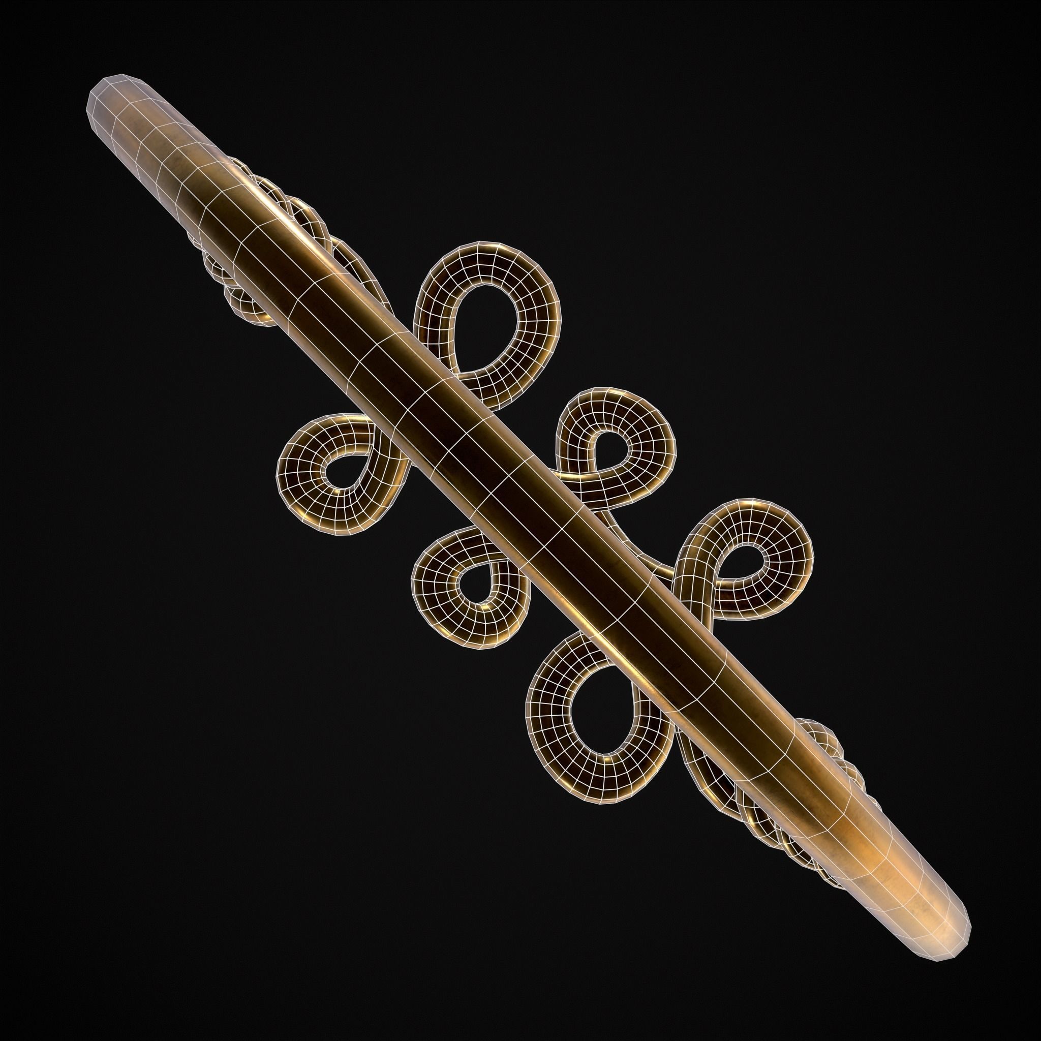 Twisted Wire Looping Gold Ring Low-poly 3D model_20
