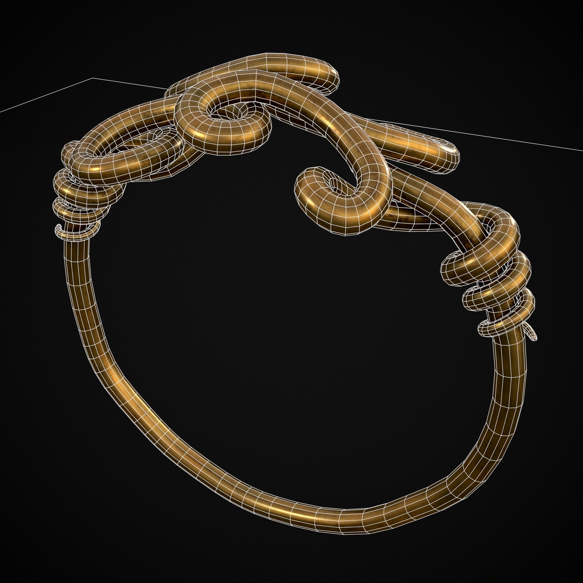 Twisted Wire Looping Gold Ring Low-poly 3D model_28