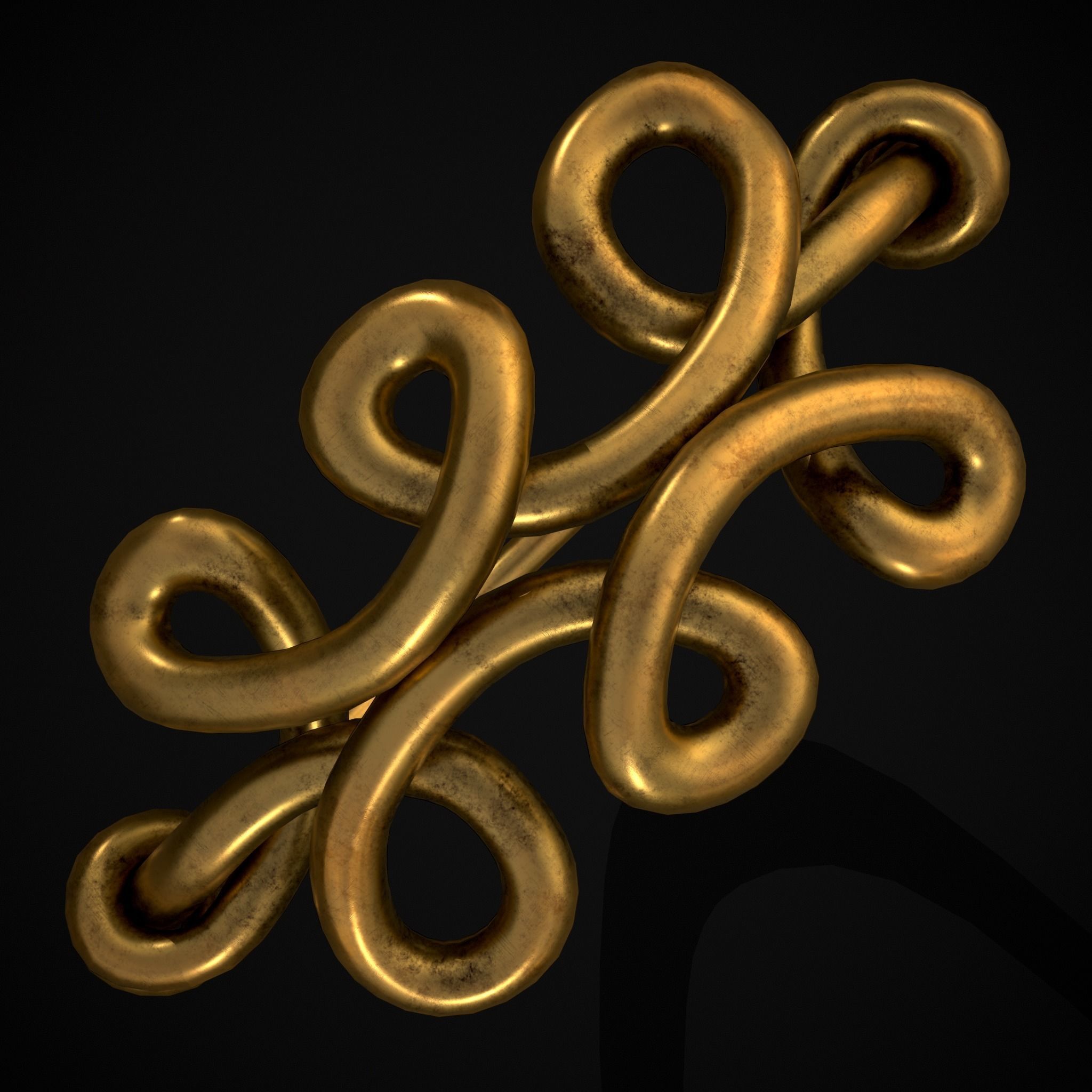 Twisted Wire Looping Gold Ring Low-poly 3D model_7