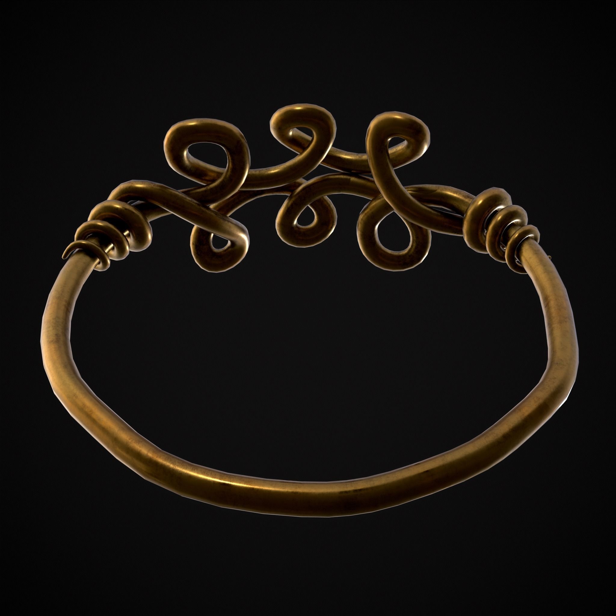 Twisted Wire Looping Gold Ring Low-poly 3D model_25