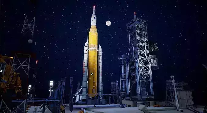 Artemis Rocket Launch  Modular Pack Low-poly 3D model