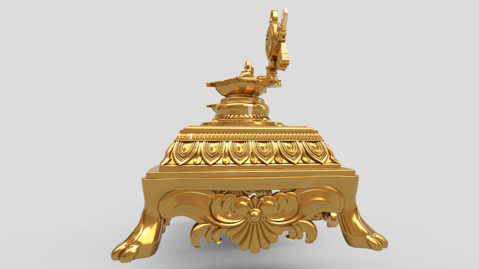 oil lamp 5 shanku chakra balaji  3D model_11