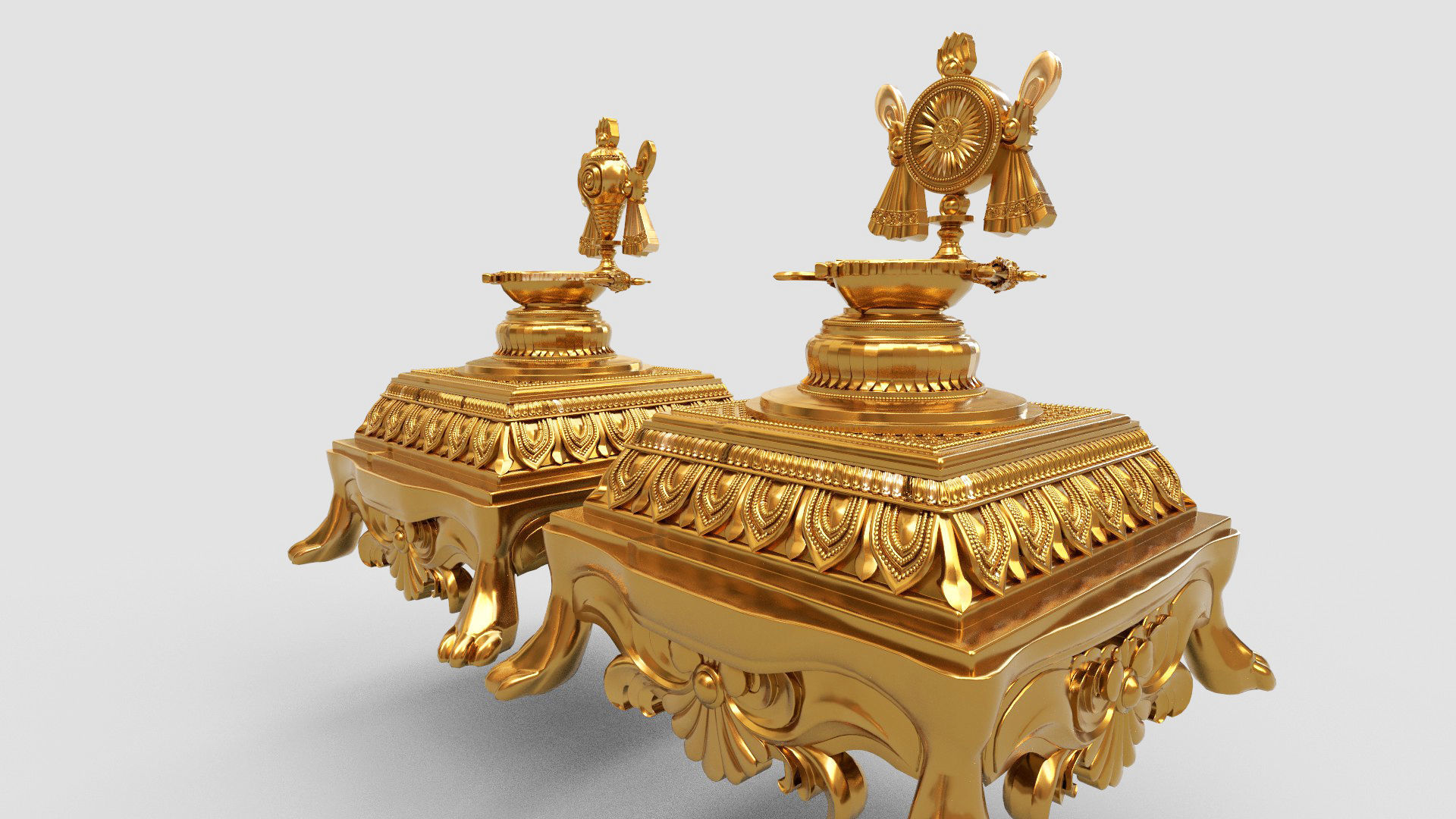 oil lamp 5 shanku chakra balaji  3D model_10