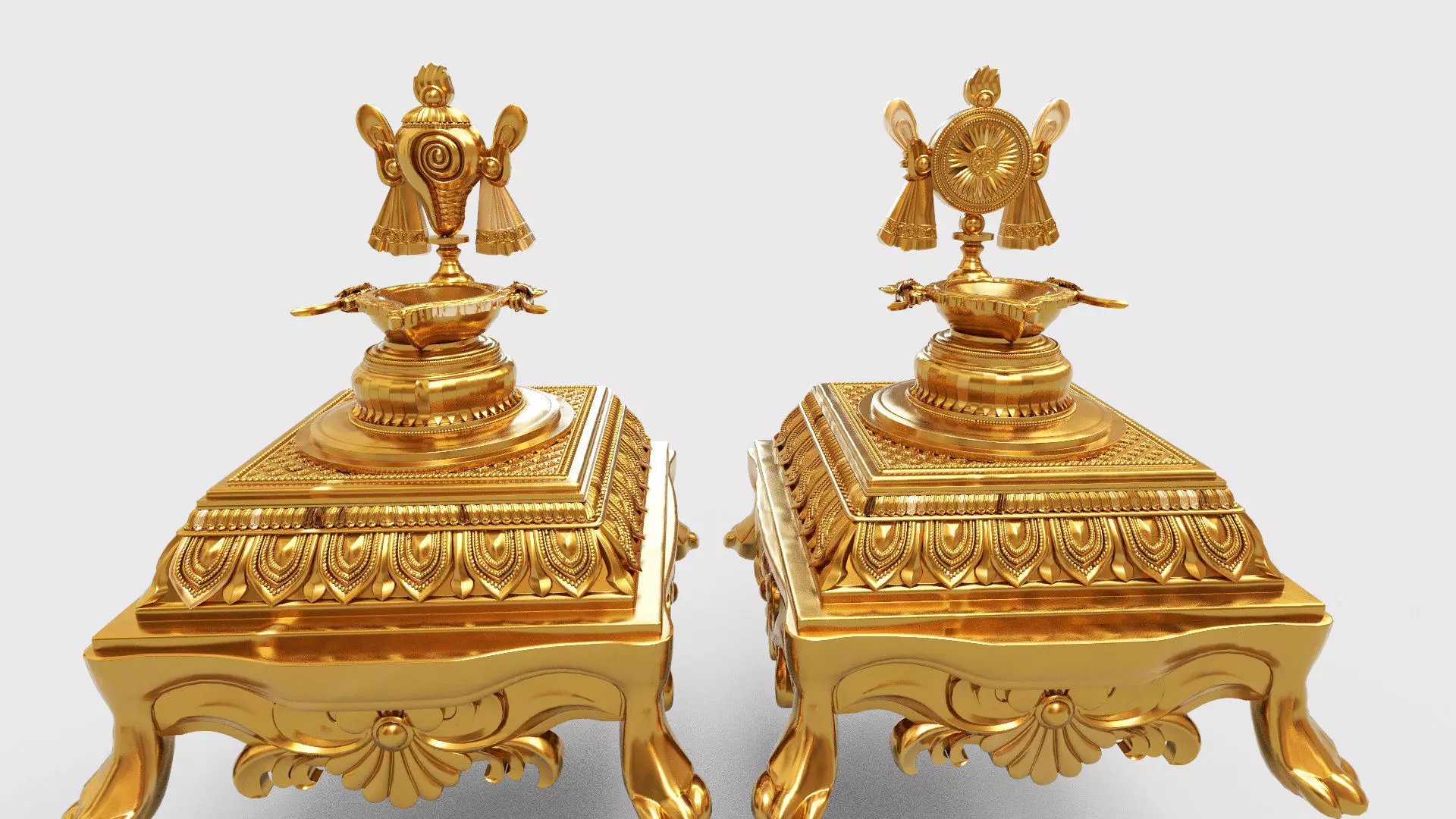 oil lamp 5 shanku chakra balaji  3D model_0