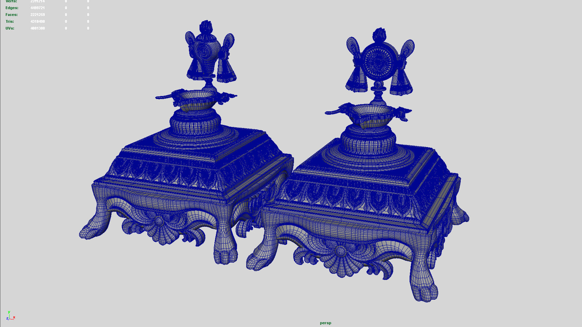 oil lamp 5 shanku chakra balaji  3D model_3