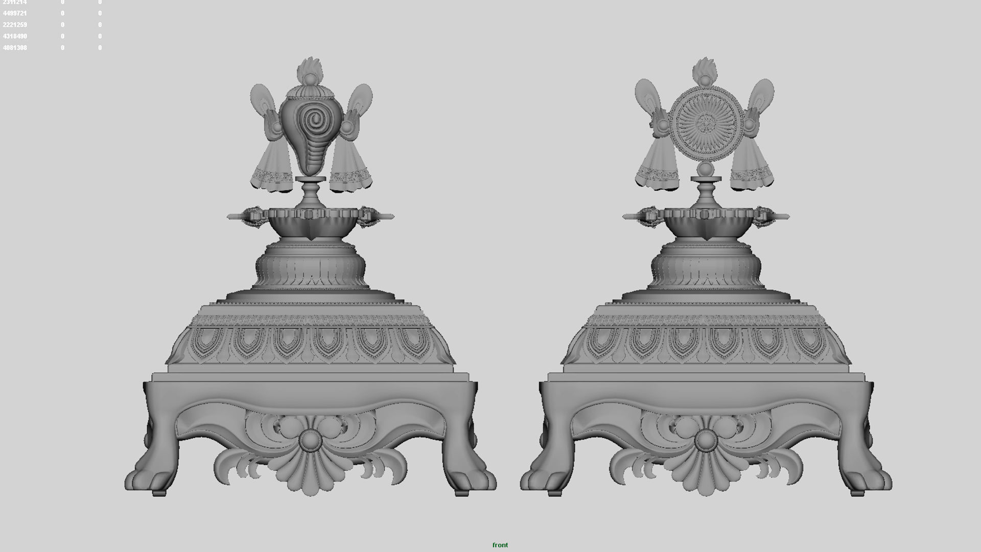 oil lamp 5 shanku chakra balaji  3D model_12