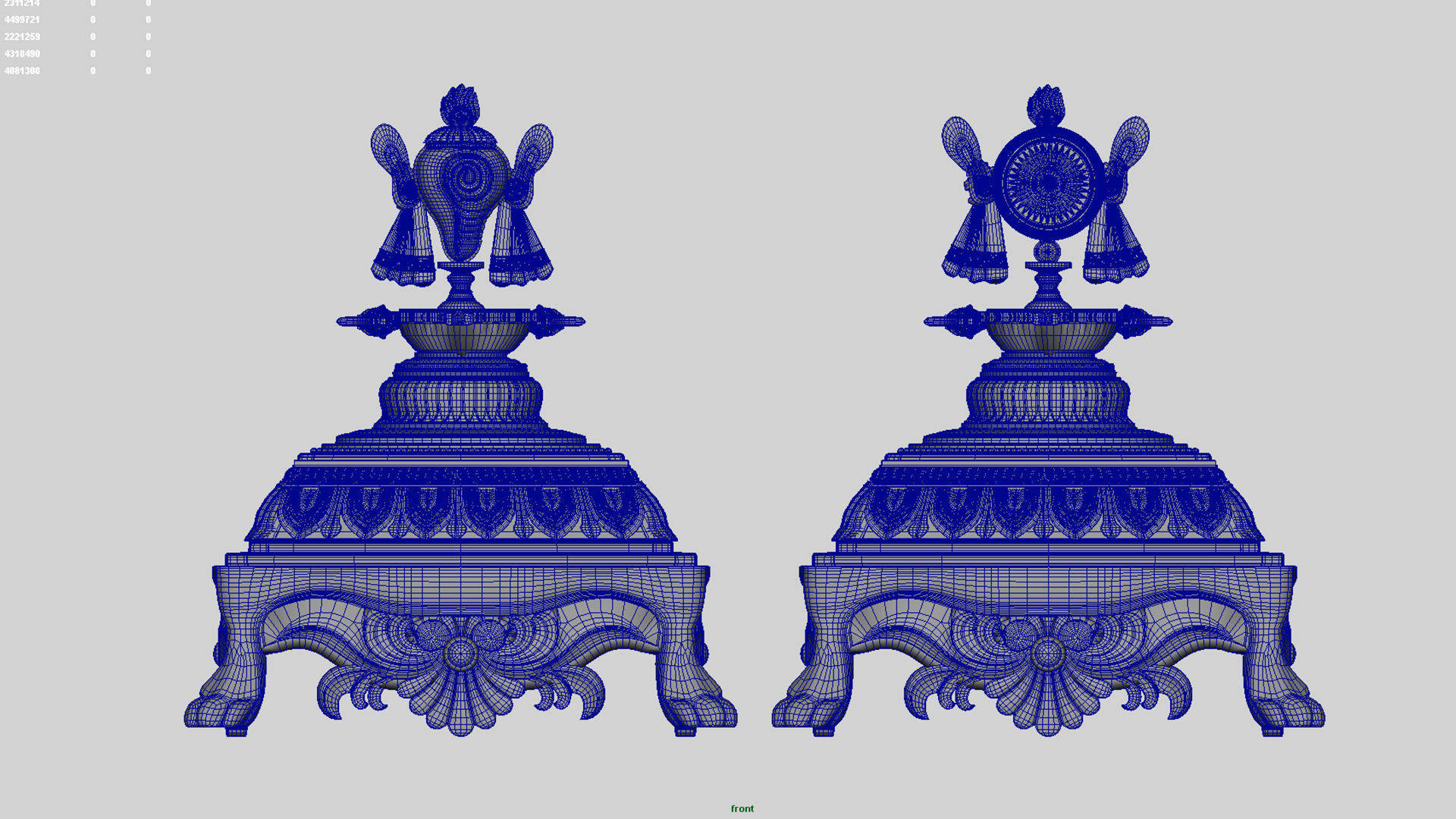 oil lamp 5 shanku chakra balaji  3D model_13