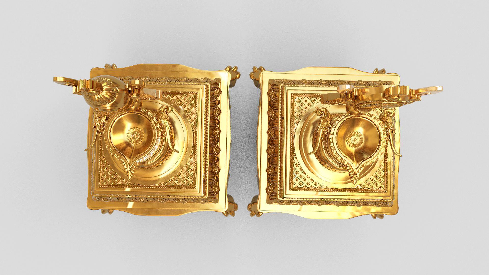 oil lamp 5 shanku chakra balaji  3D model_9