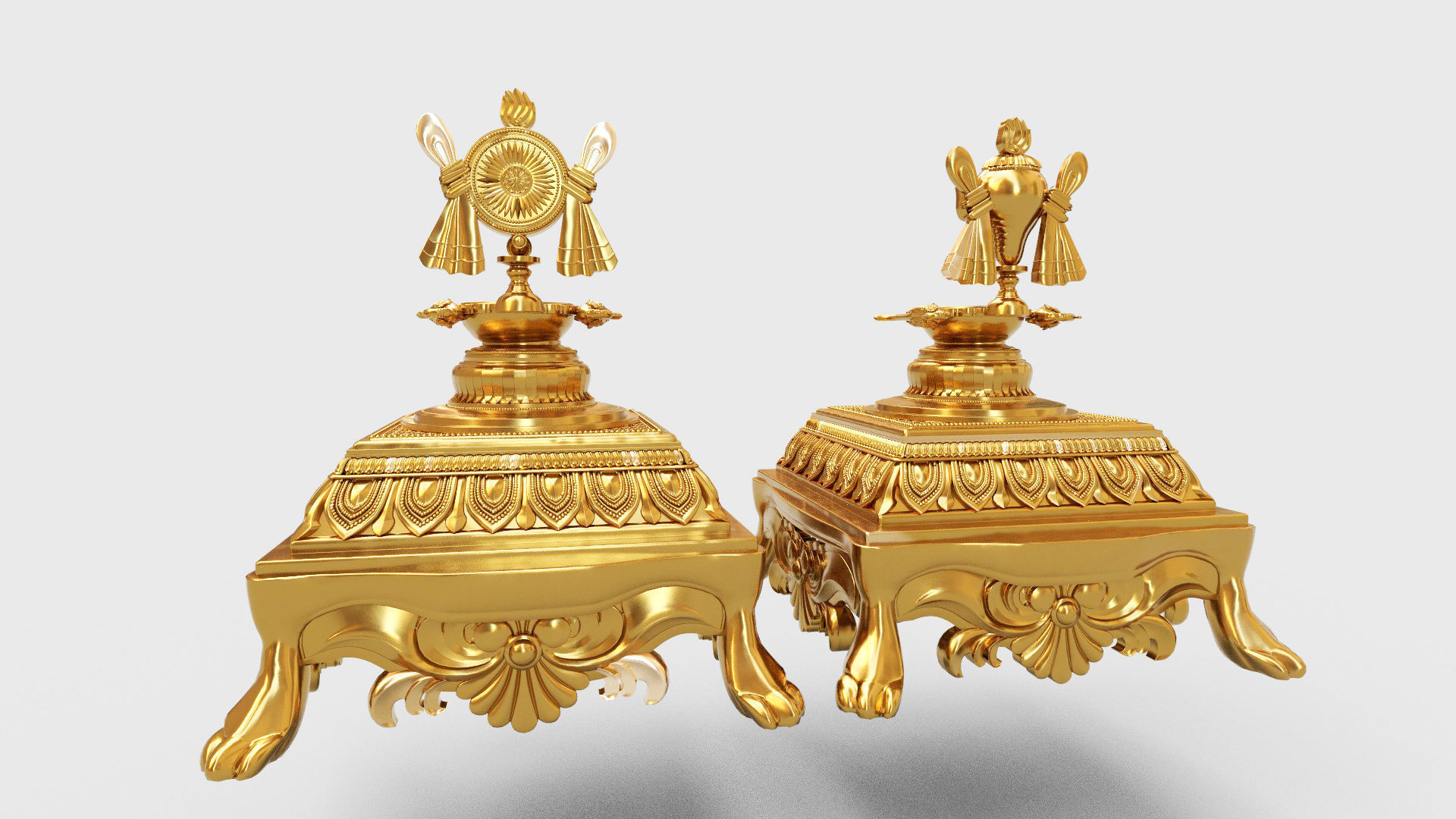 oil lamp 5 shanku chakra balaji  3D model_6