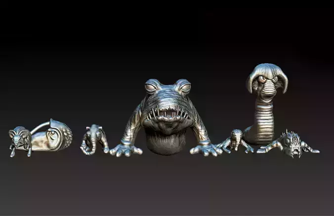 JABBA CREATURES  3 INCH  3D print model