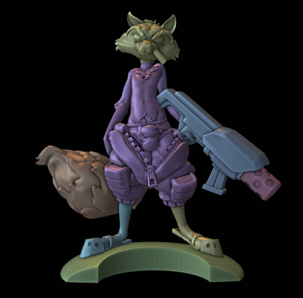 Rocket Raccoon 3D print model custom sculpt 3D print model_7