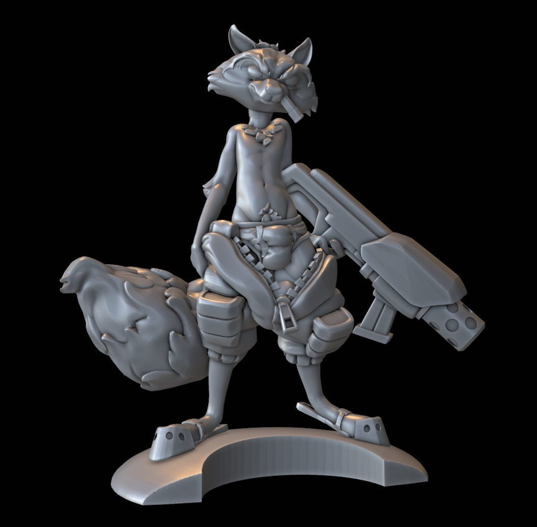 Rocket Raccoon 3D print model custom sculpt 3D print model_1
