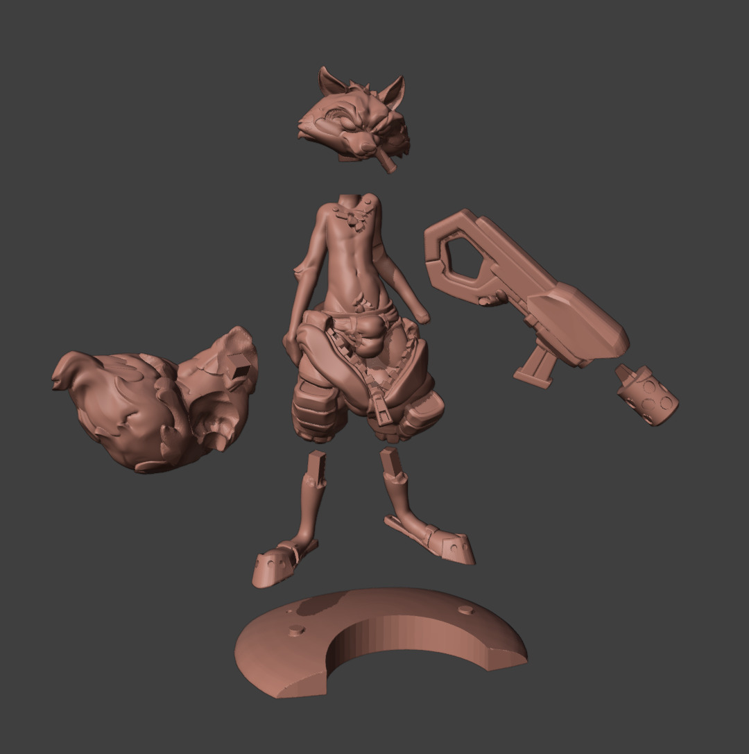 Rocket Raccoon 3D print model custom sculpt 3D print model_8