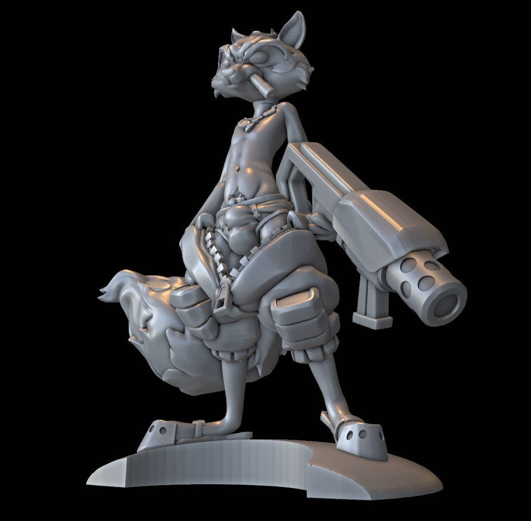 Rocket Raccoon 3D print model custom sculpt 3D print model_2