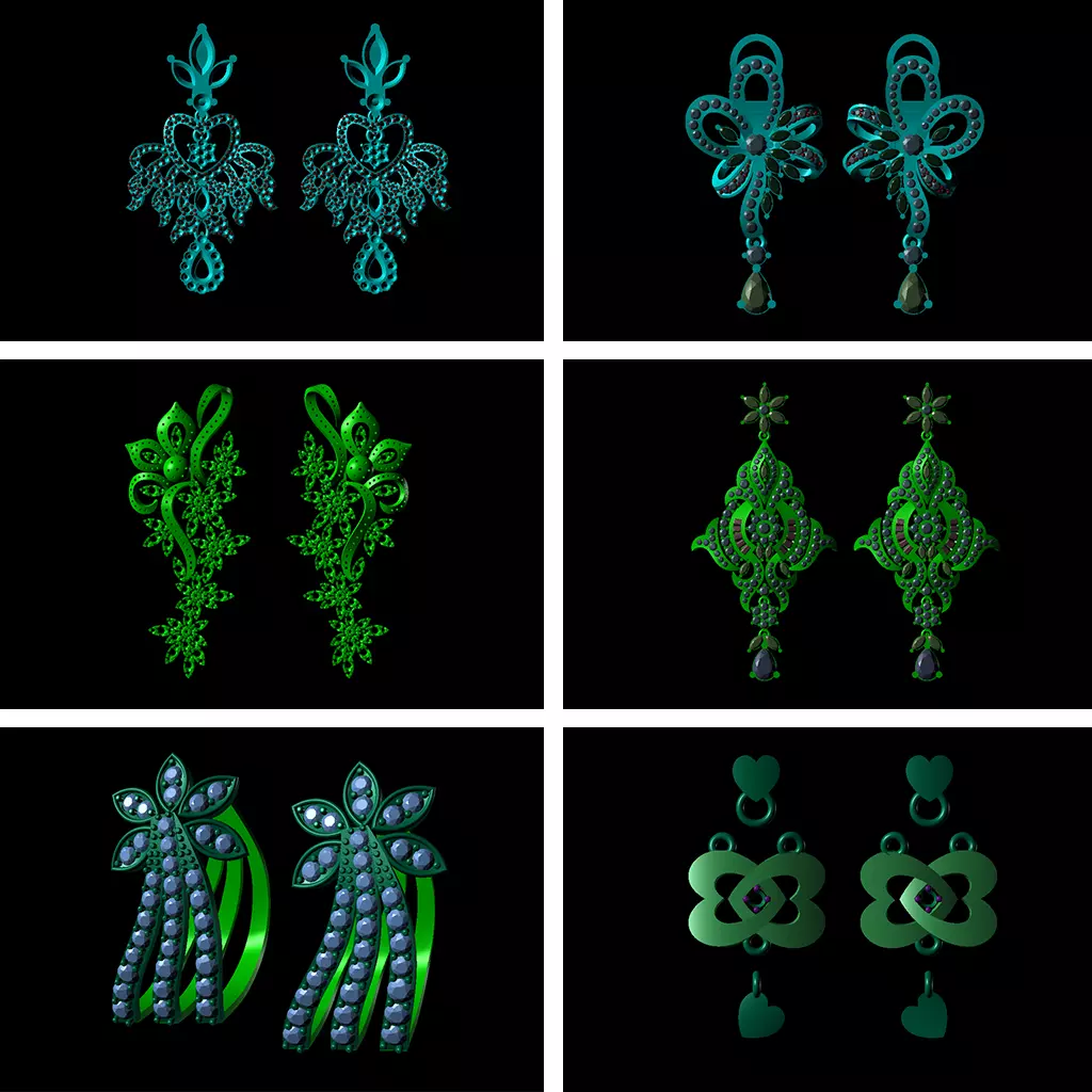 Dangle Earrings Model In The From Of A Spiral 3dm STL Model 3D print model_0