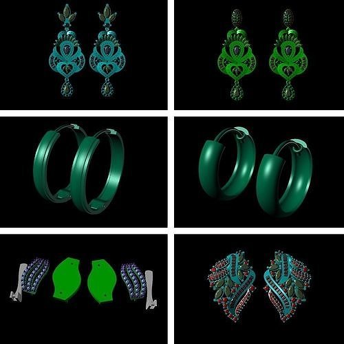 Diamond Cluster Earrings For Woman Print 3D STL Earring 3D print model