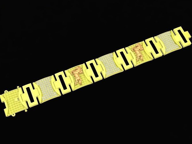 Zodiac diamond horse bracelets for men 4122 3D print model