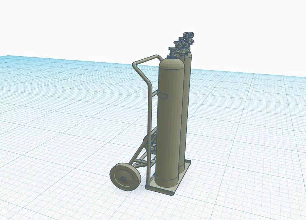 soldier car with oxygen and acetylene tank  1-87 scale H0 3D print model_0