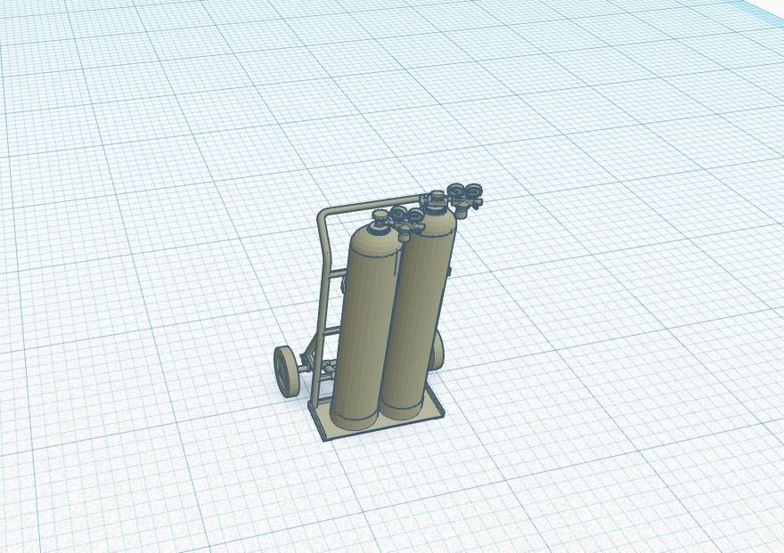 soldier car with oxygen and acetylene tank  1-87 scale H0 3D print model_1