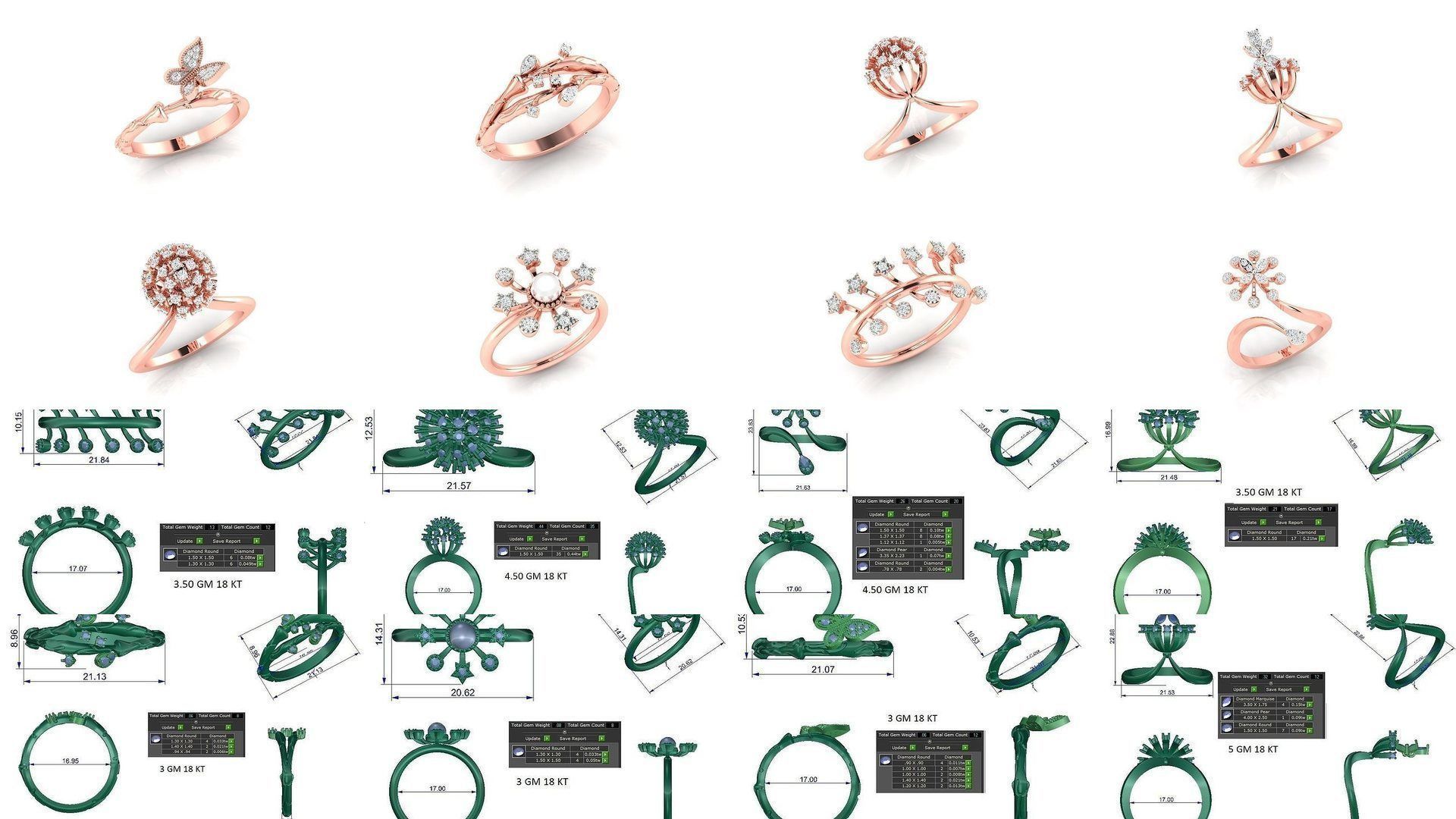 72 Solitaire Engagement Wedding Women Flower Rings Collection _11