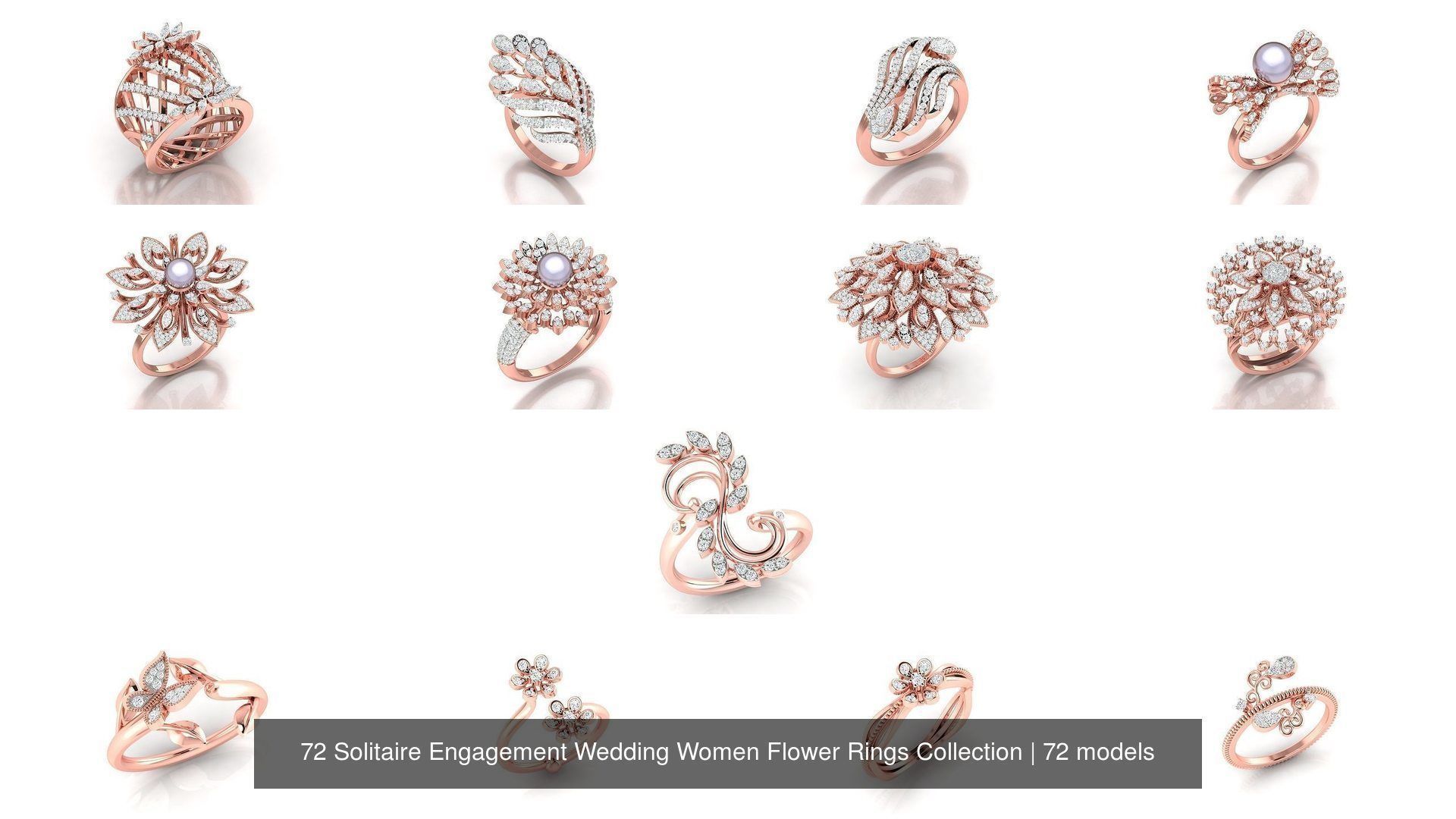 72 Solitaire Engagement Wedding Women Flower Rings Collection _6
