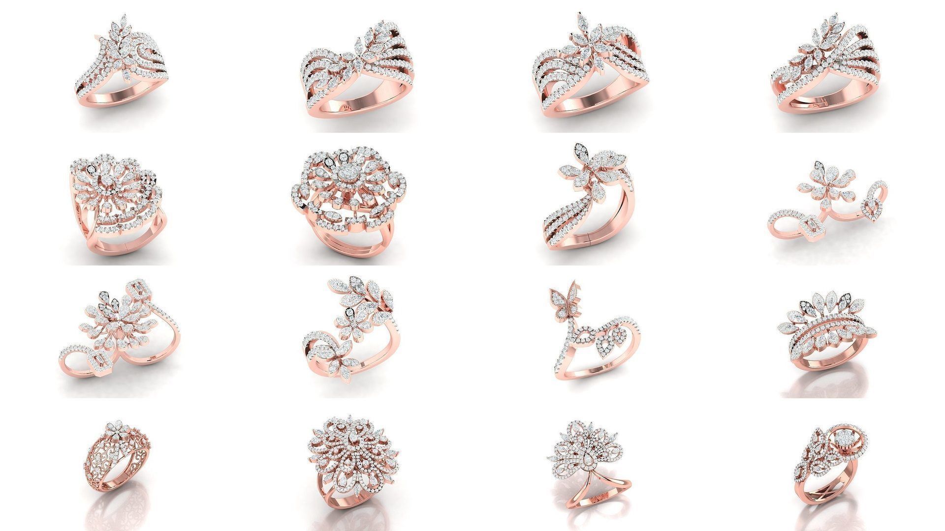 72 Solitaire Engagement Wedding Women Flower Rings Collection _5