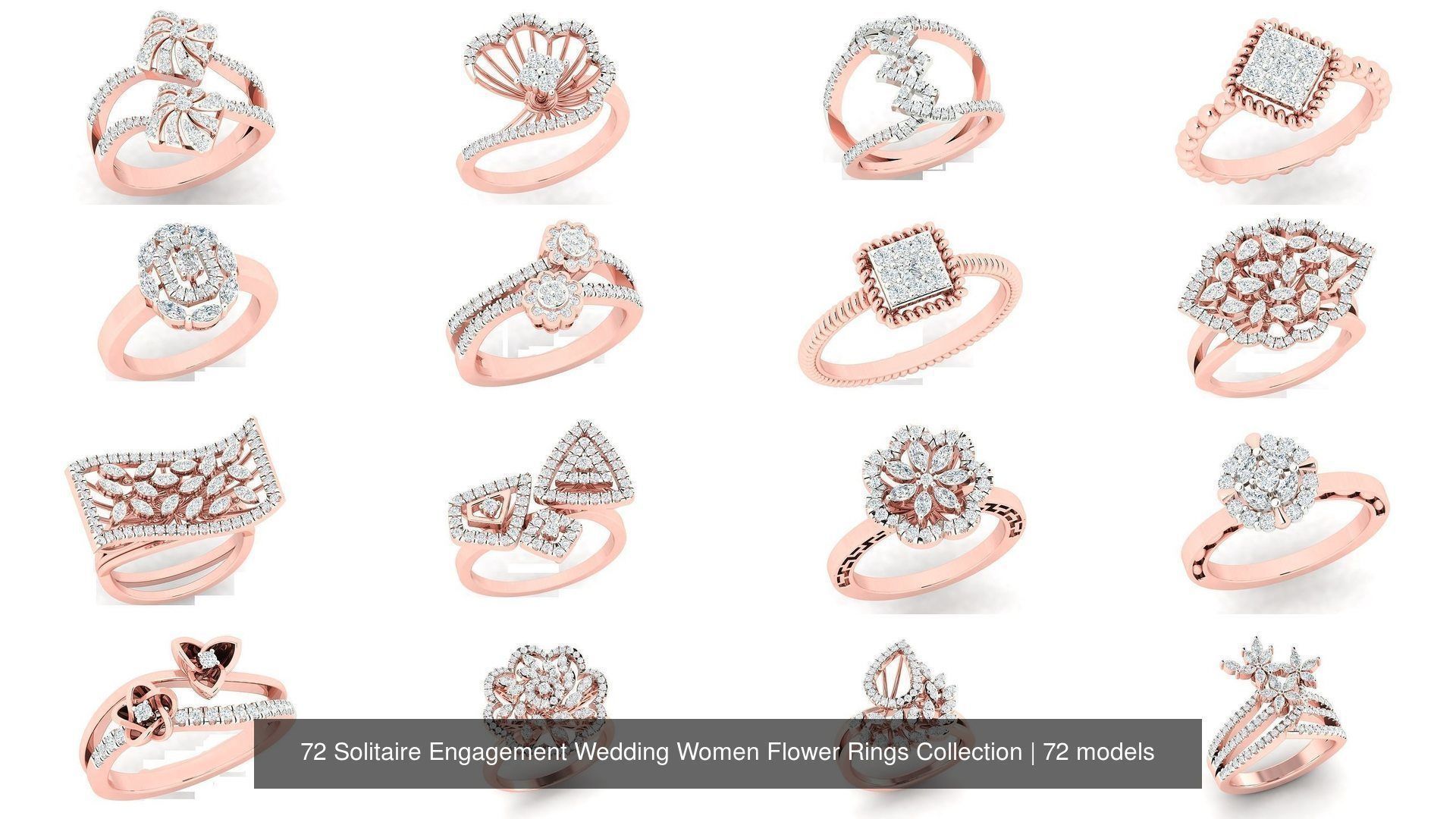 72 Solitaire Engagement Wedding Women Flower Rings Collection _2