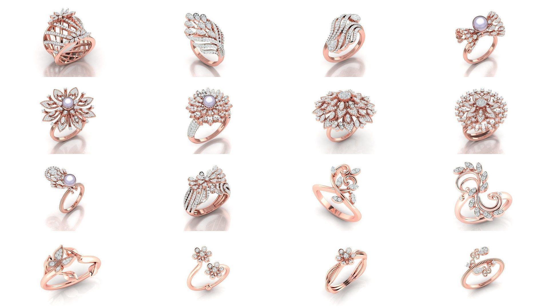 72 Solitaire Engagement Wedding Women Flower Rings Collection _9