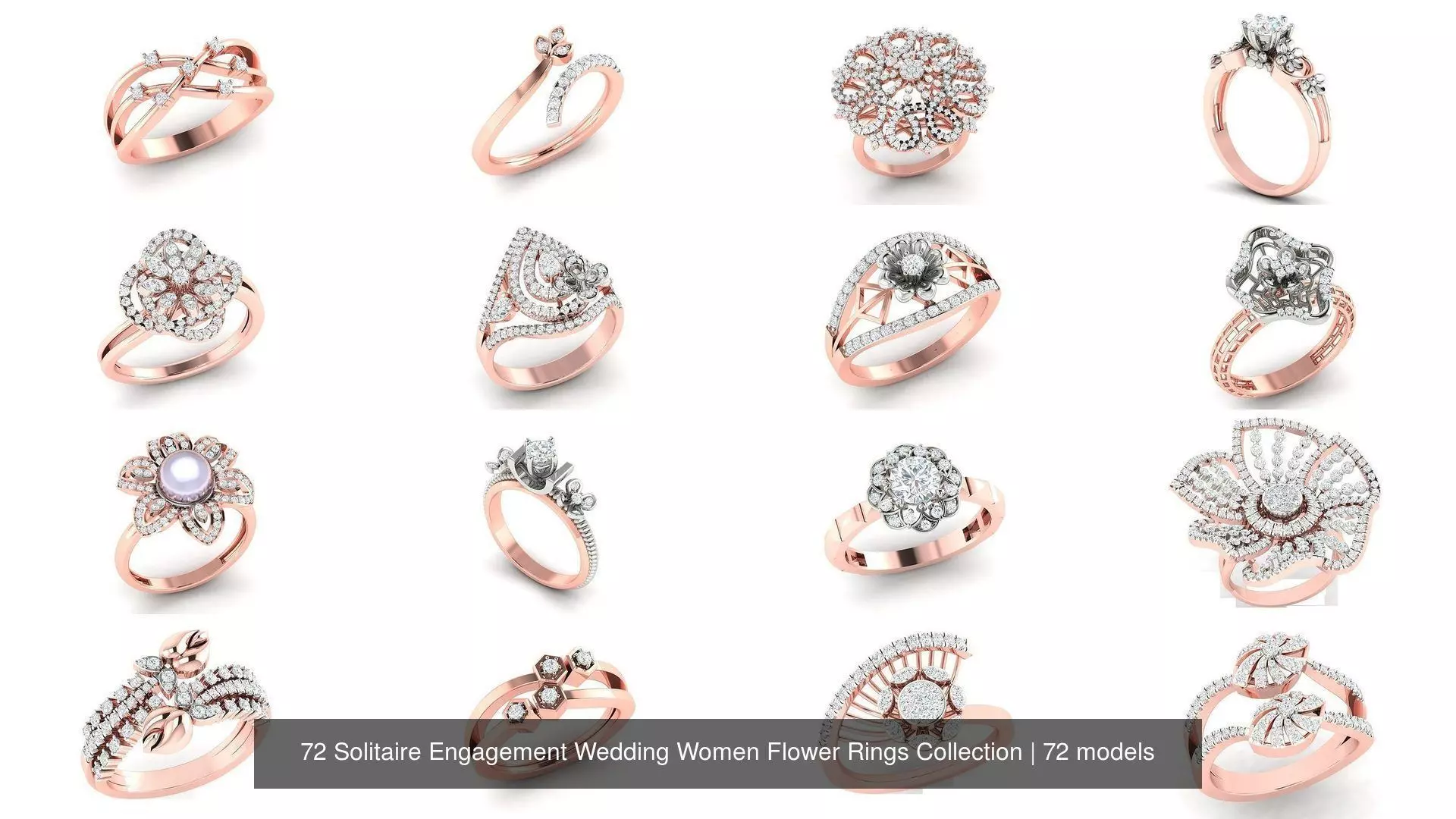 72 Solitaire Engagement Wedding Women Flower Rings Collection _0
