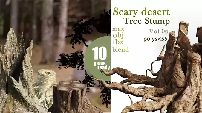 10 Tree Stump VOL 06 3D model