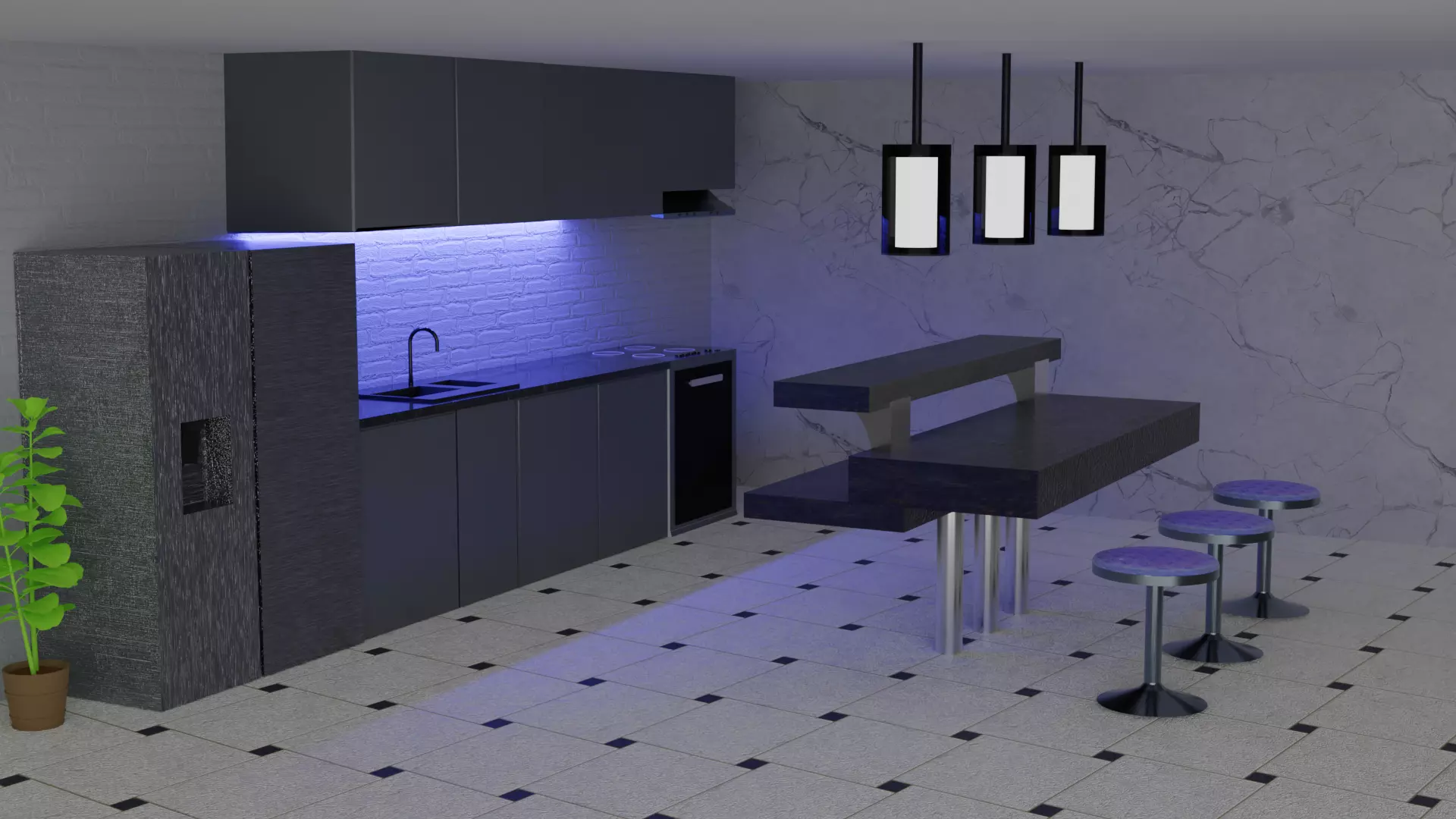 Modern Kitchen Free 3D model