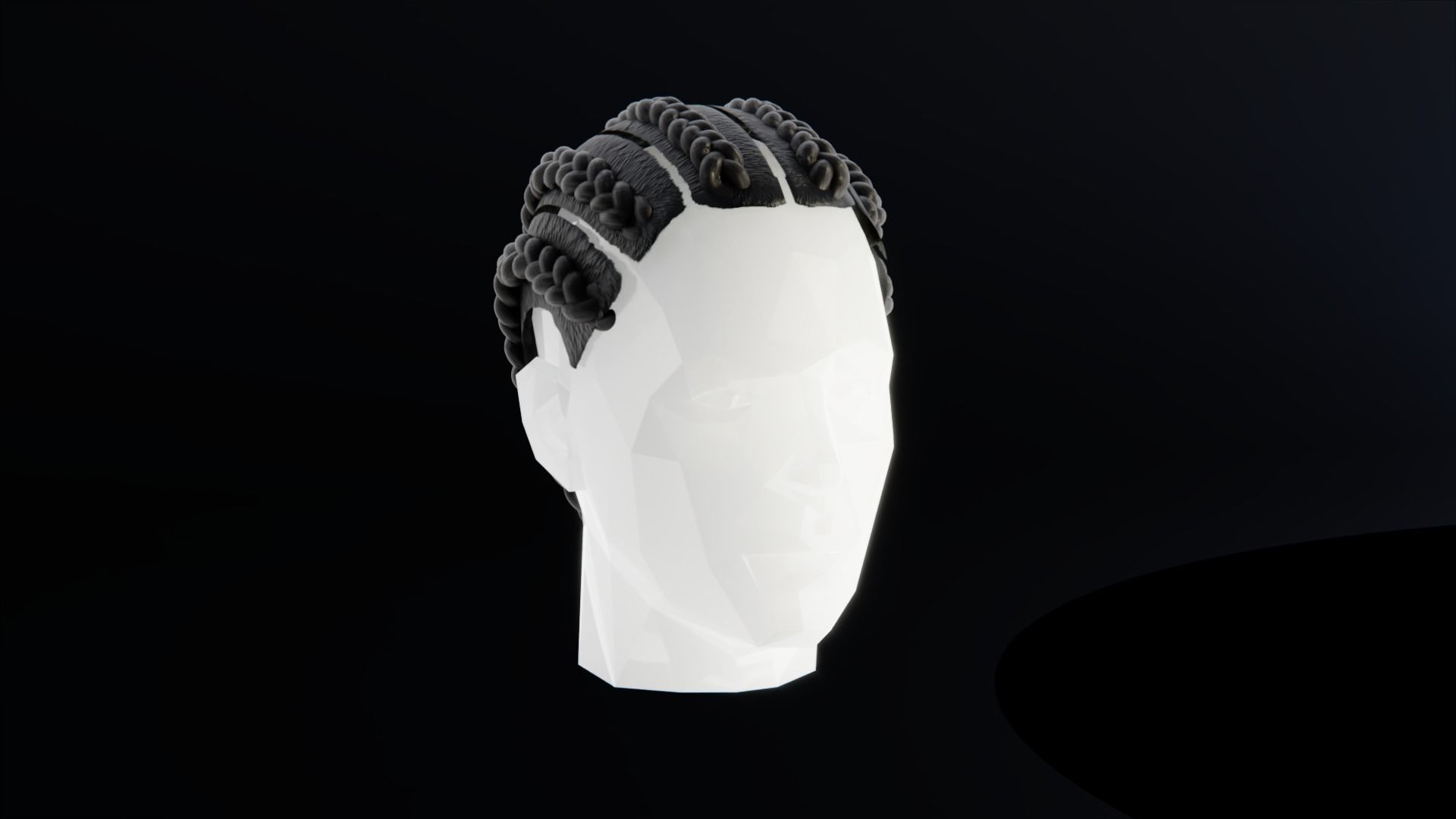 Braids Hairstyle Low-poly 3D model_3