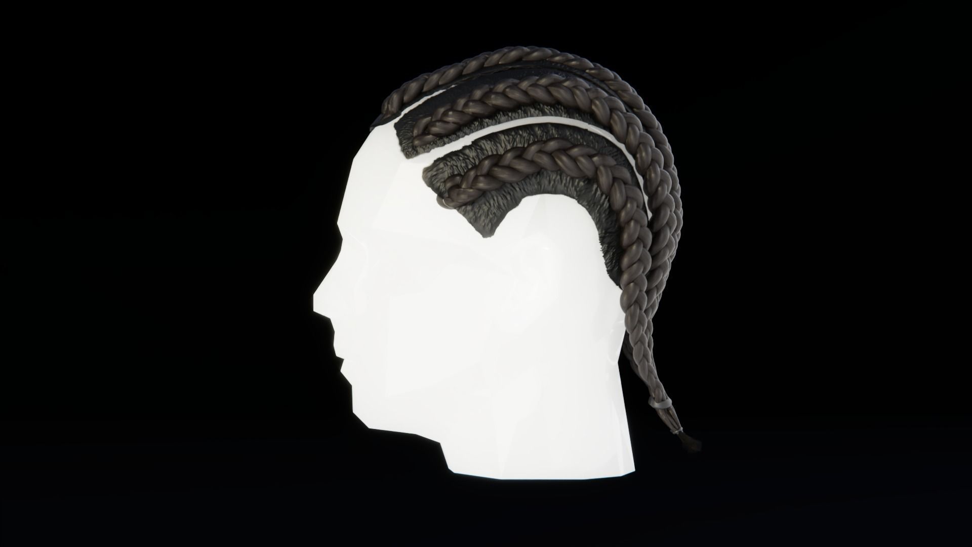 Braids Hairstyle Low-poly 3D model_1